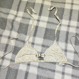 Beach Bunny White and Gold Alligator Buckle Bikini Top Size XL